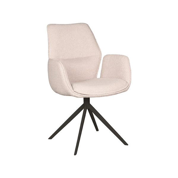 Eetkamerstoel Aura - Naturel - Boucle - Zwart Onderstel