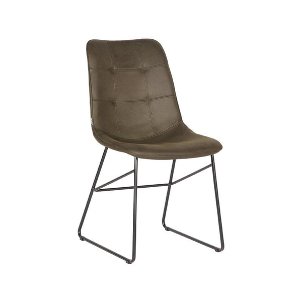 Eetkamerstoel Elan - Army green - Microfiber - Black Frame