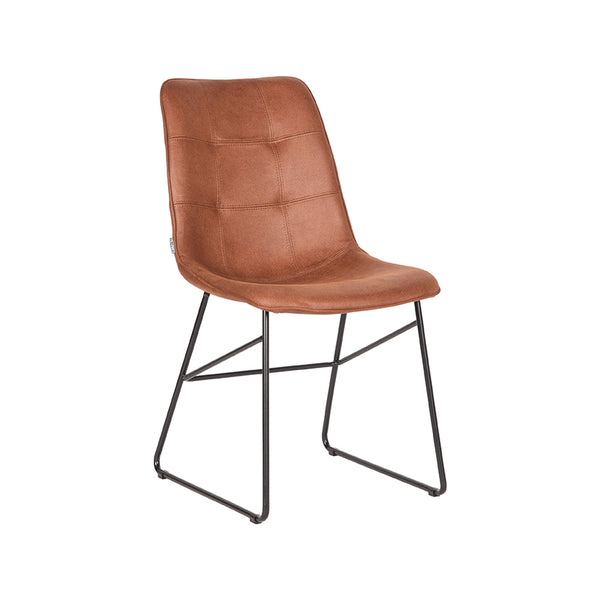 Eetkamerstoel Elan - Cognac - Microfiber - Black Frame